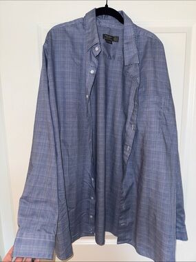 Oak Hill Grey -Blue Plaid Casual Button-Down Shirt